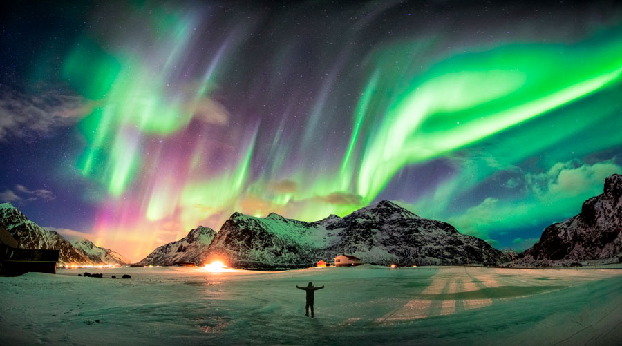 auroras boreales en el circulo polar artico